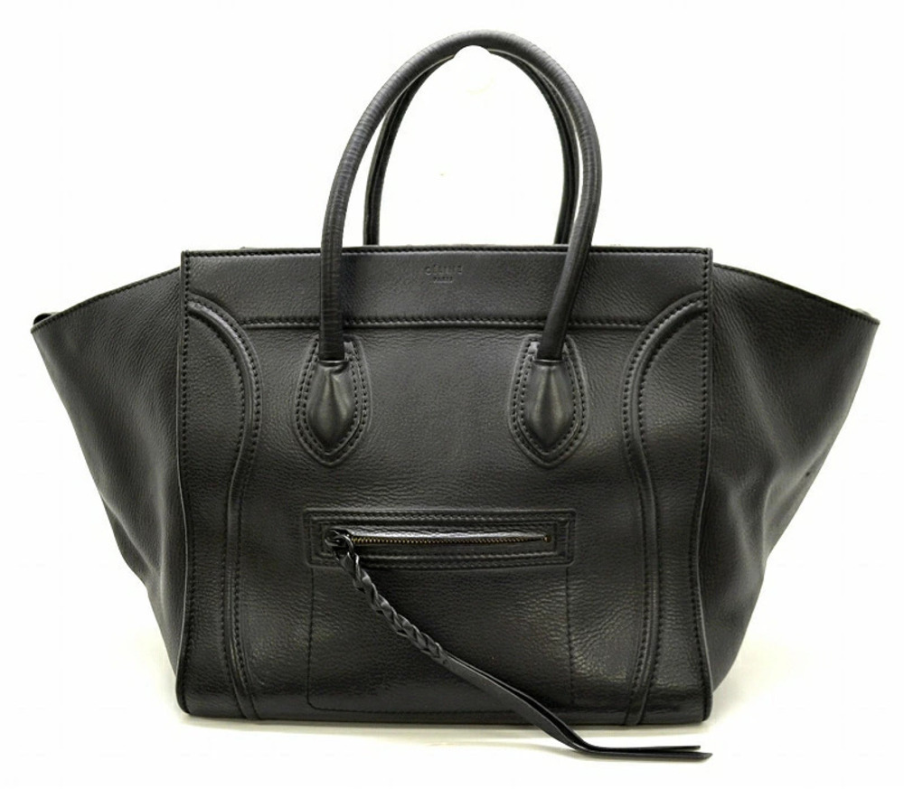 Celine Luggage Tote Phantom Shopper Tote Bag Handbag Leather Calf Black